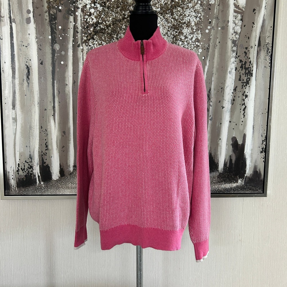 Vineyard Vines by Shep & Ian Pink Two-Tone Pattern Weave Textured Quarter Zip L